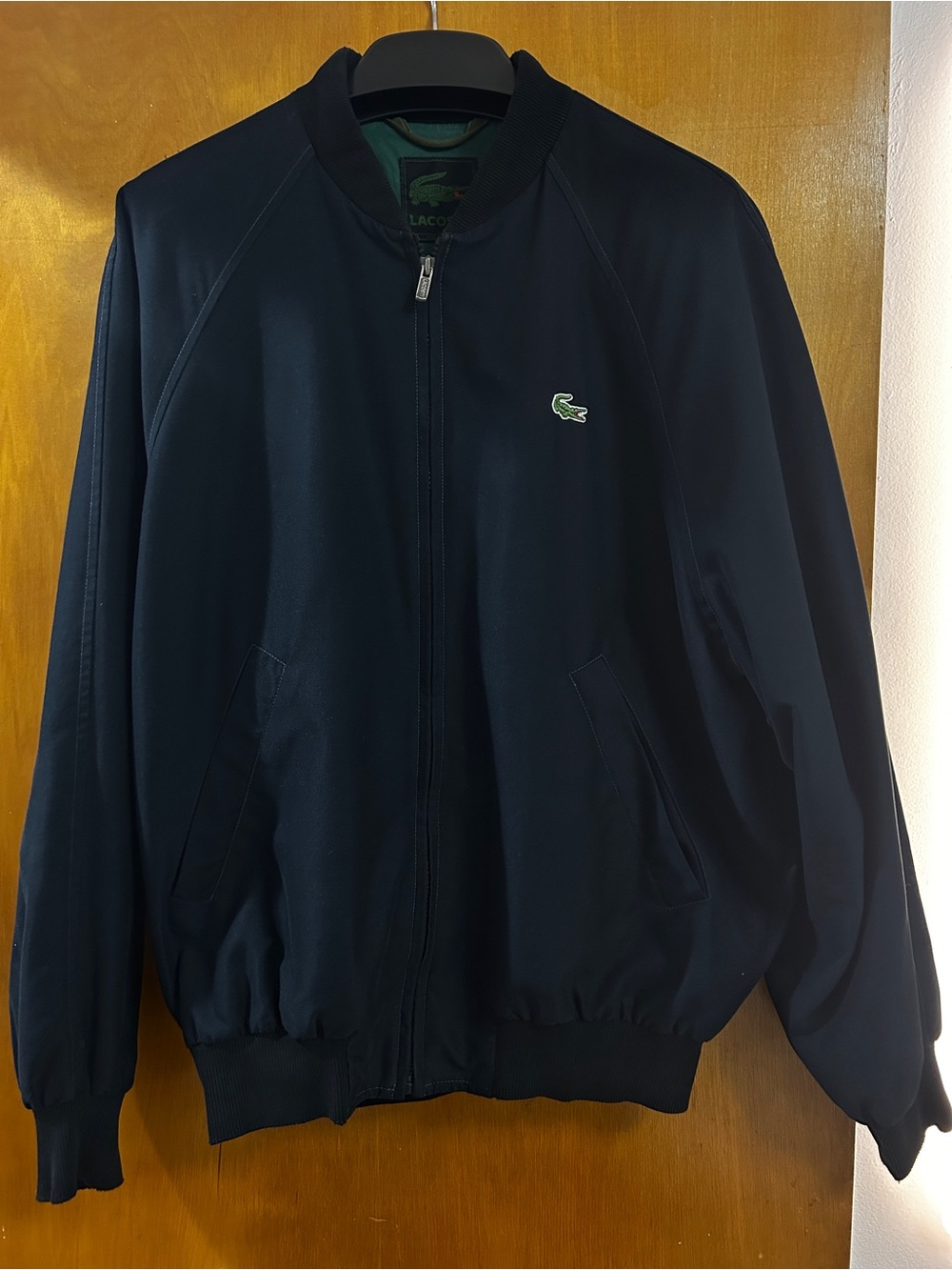 Lacoste Men's Dark Navy Bomber Jacket with Green Crocodile Logo